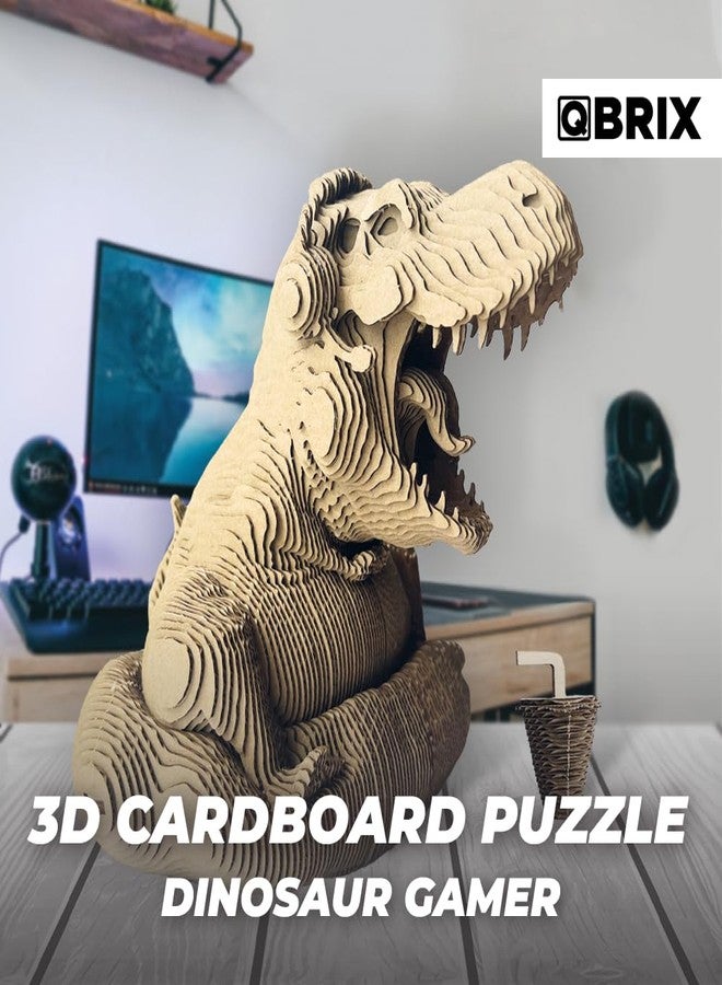 QBRIX Dinosaur Gamer 3D Puzzles for Adults, 3D Model Kit for Teens, DIY Crafts for Home Decor, Original Gift for Boys&Girls, Cardboard Model Building Kit - Image 2